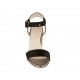 Woman's strap sandal in black laminated printed suede heel 7 - Available sizes:  31, 42, 43, 44, 46