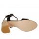 Woman's strap sandal in black laminated printed suede heel 7 - Available sizes:  31, 42, 43, 44, 46