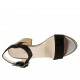 Woman's strap sandal in black laminated printed suede heel 7 - Available sizes:  31, 42, 43, 44, 46