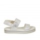 Sandalia para mujer con cierre de velcro en gamuza laminada y imprimida plateada cuña 3 - Tallas disponibles:  32, 33, 34, 43