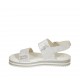 Sandalia para mujer con cierre de velcro en gamuza laminada y imprimida plateada cuña 3 - Tallas disponibles:  32, 33, 34, 43