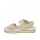 Sandalia para mujer con cierre de velcro en gamuza laminada y imprimida platino cuña 3 - Tallas disponibles:  42, 43, 44, 45