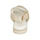 Sandalo da donna con velcro in camoscio stampato e laminato platino zeppa 3 - Misure disponibili: 32, 33, 34, 42, 43, 44, 45, 46