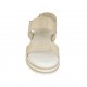 Sandale pour femmes avec fermeture velcro en daim imprimé et lamé platine talon compensé 3 - Pointures disponibles:  42, 43, 44, 45