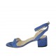 Sandalia para mujer con correa al tobillo en gamuza azul claro tacon 4 - Tallas disponibles:  32, 34, 42, 43, 45