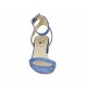 Sandalia para mujer con correa al tobillo en gamuza azul claro tacon 4 - Tallas disponibles:  32, 34, 42, 43, 45