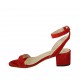 Sandalo da donna con cinturino alla caviglia in camoscio rosso tacco 4 - Misure disponibili: 32, 33, 34, 43, 44, 45