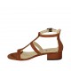 Chaussure ouverte pour femmes avec courroie en cuir marron talon 3 - Pointures disponibles:  43