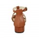 Chaussure ouverte pour femmes avec courroie en cuir marron talon 3 - Pointures disponibles:  43