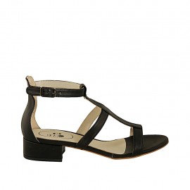 Chaussure ouverte pour femmes avec courroie en cuir noir talon 3 - Pointures disponibles:  32, 34, 42, 43, 45