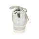 Zapato con cordones para mujer en gamuza gris y piel laminada plateada cuña 3 - Tallas disponibles:  33, 42, 43, 44