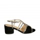 Sandalia para mujer en piel estampada y gamuza negra tacon 5 - Tallas disponibles:  33, 34, 42, 43, 44