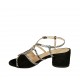 Sandale pour femmes en cuir imprimé et daim noir talon 5 - Pointures disponibles:  33, 34, 42, 43, 44