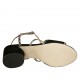 Sandalia para mujer en piel estampada y gamuza negra tacon 5 - Tallas disponibles:  33, 34, 42, 43, 44