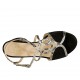 Sandalia para mujer en piel estampada y gamuza negra tacon 5 - Tallas disponibles:  33, 34, 42, 43, 44