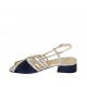 Sandalo da donna in pelle e camoscio blu e pelle laminata argento tacco 3 - Misure disponibili: 32, 34, 45