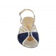 Sandale pour femmes en daim et cuir bleu foncé et cuir lamé argent talon 3 - Pointures disponibles:  32, 34, 45