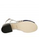 Woman's sandal in dark blue leather and suede and silver laminated leather heel 3 - Available sizes:  32, 34, 45