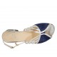 Sandale pour femmes en daim et cuir bleu foncé et cuir lamé argent talon 3 - Pointures disponibles:  32, 34, 45
