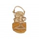 Sandalo da donna in pelle stampata e camoscio color cuoio tacco 5 - Misure disponibili: 33, 34, 42, 43, 44, 45