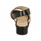 Sandalia para mujer con cierre de velcro en piel negra tacon 3 - Tallas disponibles:  33, 43