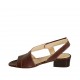 Sandalo da donna con velcro in pelle marrone tacco 3 - Misure disponibili: 32, 33, 34, 42, 43, 44, 45