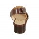 Sandalo da donna con velcro in pelle marrone tacco 3 - Misure disponibili: 32, 33, 34, 42, 43, 44, 45