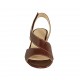 Sandalo da donna con velcro in pelle marrone tacco 3 - Misure disponibili: 32, 33, 34, 42, 43, 44, 45