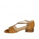Chaussure ouverte pour femmes en cuir imprimé et daim brun clair talon 3 - Pointures disponibles:  32, 33, 43, 45