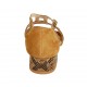 Woman's open shoe in tan printed leather and suede heel 3 - Available sizes:  32, 33, 43, 45
