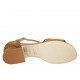 Woman's open shoe in tan printed leather and suede heel 3 - Available sizes:  32, 33, 43, 45