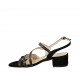 Sandale pour femmes en cuir et daim noir talon 4 - Pointures disponibles:  32, 33, 43, 44