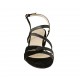 Sandale pour femmes en cuir et daim noir talon 4 - Pointures disponibles:  32, 33, 43, 44