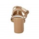 Sandalo da donna con frange e nappine in pelle beige tacco 7 - Misure disponibili: 42, 44