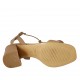 Sandalo da donna con frange e nappine in pelle beige tacco 7 - Misure disponibili: 42, 44