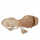 Sandalo da donna con frange e nappine in pelle beige tacco 7 - Misure disponibili: 42, 44