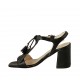 Sandale pour femmes avec glands et franges en cuir noir talon 7 - Pointures disponibles:  33, 34, 44