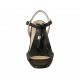 Sandale pour femmes avec glands et franges en cuir noir talon 7 - Pointures disponibles:  33, 34, 44