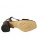 Sandale pour femmes avec glands et franges en cuir noir talon 7 - Pointures disponibles:  33, 34, 44