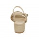 Woman's sandal in platinum laminated leather and beige suede heel 4 - Available sizes:  33