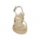 Woman's sandal in platinum laminated leather and beige suede heel 4 - Available sizes:  33