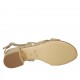 Woman's sandal in platinum laminated leather and beige suede heel 4 - Available sizes:  33
