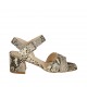 Sandalo da donna con cinturino in pelle stampata nera e beige tacco 5 - Misure disponibili: 42, 43