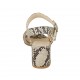 Sandalo da donna con cinturino in pelle stampata nera e beige tacco 5 - Misure disponibili: 32, 33, 34, 42, 43