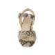 Sandalo da donna con cinturino in pelle stampata nera e beige tacco 5 - Misure disponibili: 32, 33, 34, 42, 43