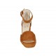 Scarpa aperta da donna con cinturino in camoscio color cuoio tacco 6 - Misure disponibili: 33, 34, 42, 43, 44, 45