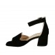 Scarpa aperta da donna con cinturino in camoscio nero tacco 6 - Misure disponibili: 32, 42, 43, 44, 45