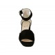 Woman's open shoe with strap in black suede heel 6 - Available sizes:  32, 42, 43, 44, 45