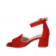 Woman's open shoe with strap in red suede heel 6 - Available sizes:  32, 34, 42