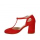 Scarpa aperta da donna con cinturino in camoscio rosso tacco 7 - Misure disponibili: 32, 33, 34, 42, 43, 44, 45